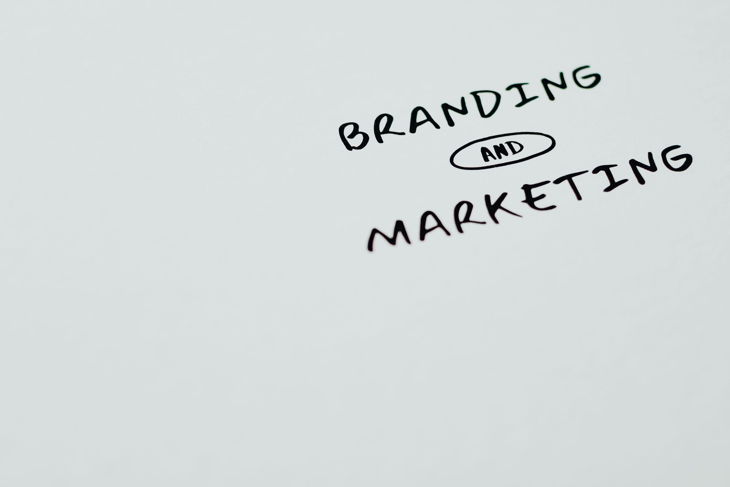 Mots branding et marketing sur fond blanc